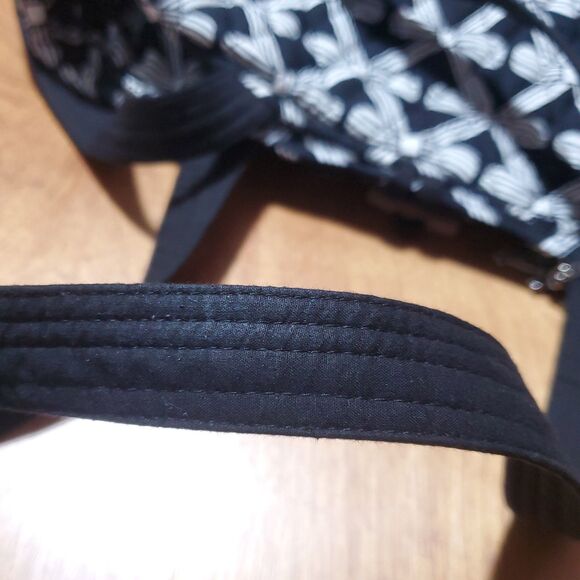 Bella Taylor Tote Shoulder Bag Black White 100% Cotton Double Handle Cross Charm - Picture 6 of 12